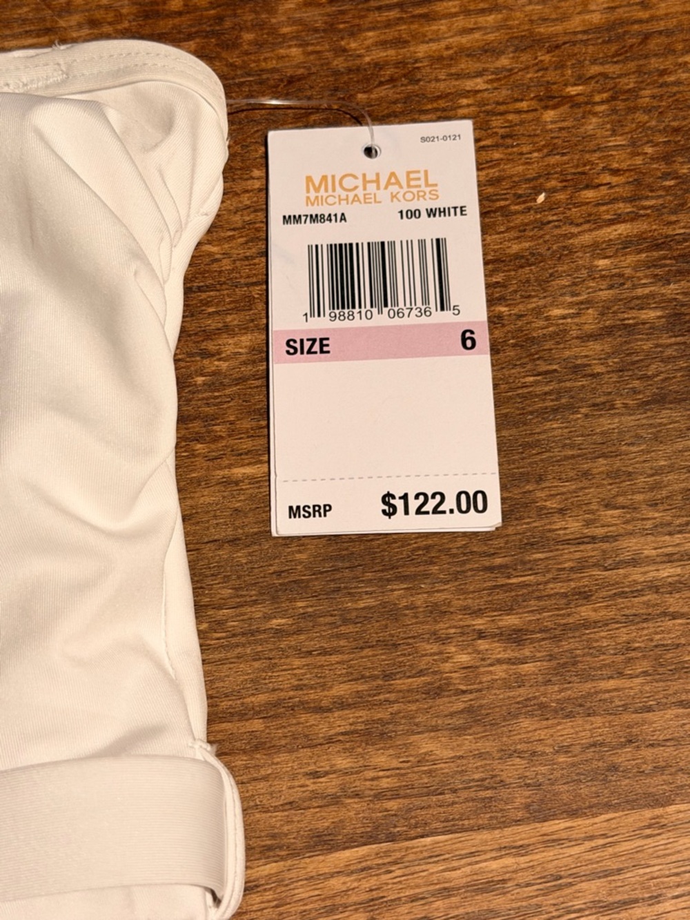 Michael Kors Cream Strapless One-Piece Swimsuit with Gold MK Belt - Picture 3 of 8